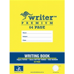 Writer Premium Exercise Book 245x330mm 18mm Dotted Thirds 64 Pages Pack 20