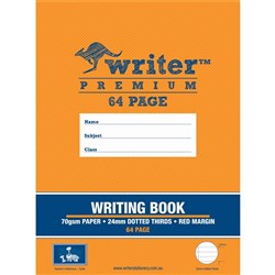 Writer Premium Exercise Book 245x330mm 24mm Dotted Thirds 64 Pages Pack 20