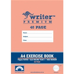 Writer Premium Exercise Book A4 Queensland Year 1 Ruled 48 Pages Pack 20