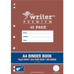 Writer Premium Binder Book A4 8mm Ruled 48 Pages Guitar Pack 20