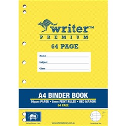 Writer Premium Binder Book A4 8mm Ruled 64 Pages Piano Pack 20