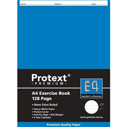 Protext Premium Exercise Book E4 A4 8mm Ruled Dark Blue Insert 128 Pages pack 10