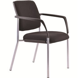 Buro Lindis 4 Leg Chair W Arms Silver Powdercoated Frame BLK Fabric Seat & Back (FreightApp