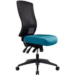 Buro Tidal Office Chair High Mesh Back No Arms Seat Slide Teal Fabric Seat (FreightApp)
