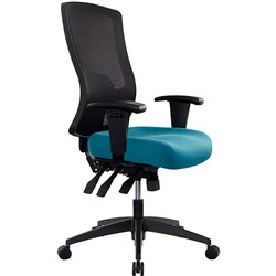 Buro Tidal Office Chair High Mesh Back With Arms Seat Slide Teal Fabric Seat (FreightApp)