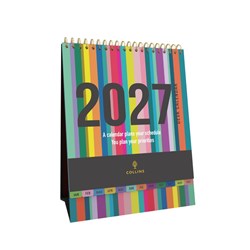 Collins Desktop Calendar 175x220mm Month To View Edge Rainbow