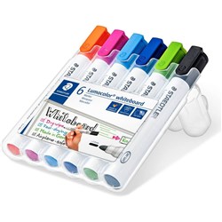 Staedtler Lumocolor Whiteboard Marker 351 Bullet Point Wallet of 6 Assorted Colours