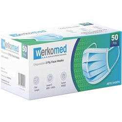 Werkomed Disposal Surgical Face Mask 3Ply Box 50