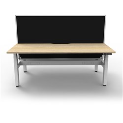 Rapidline BOOST+ Back to Back Workstation+Screen+Cable Tray 2 Person 1500mmW Oak/White