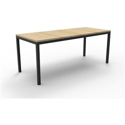 Rapidline Steel Frame Table 1800W x 900D x 730mmH Natural Oak Top Black Frame
