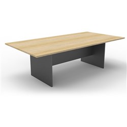 Rapidline Rectangle Boardroom Table 2400W x 1200D x 730mmH Natural Oak Top Ironstone Base
