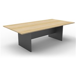 Rapidline Rectangle Boardroom Table 3200W x 1200D x 730mmH Natural Oak Top Ironstone Base