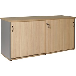 Rapidline Credenza Sliding Doors 1200W x 450D x 730mmH Natural Oak and Ironstone