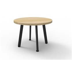 Rapidline Eternity Round Coffee Table 600D x 450mmH Natural Oak Top Black Base
