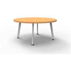 Rapidline Eterntiy Round Coffee Table 900D x 450mmH Beech Top White Satin Base