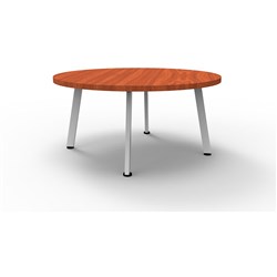 Rapidline Eterntiy Round Coffee Table 900D x 450mmH Cherry Top White Satin Base
