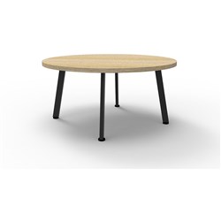 Rapidline Eternity Round Table 900D x 450mmH Natural Oak Top Black Base