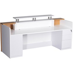 Rapidline Marquee Reception Counter 2400W x 835D x 1150mmH Glossy White and Zebra