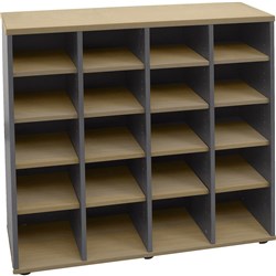 Rapidline Pigeon Hole Unit 20 Holes 1040W x 380D x 1040mm Oak And Ironstone