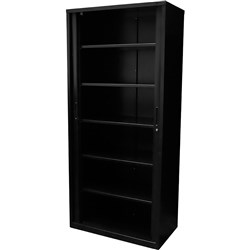 Rapidline GO Tambour Door Cupboard No Shelves Included 1200W x 473D x 1981mmH Black