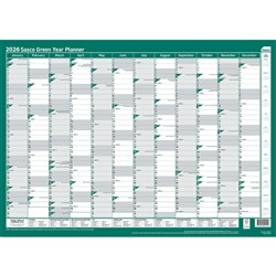 Sasco Green Wall Planner 500 x 700mm Year To View Green