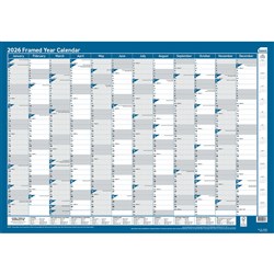 Sasco Framed Wall Planner 700 x 1000mm Year To View Blue