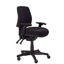 Buro Roma Mid Back Chair With Arms + Seat Slide Fabric Seat & Back Black (Freight Applies)