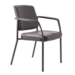 Buro Lindis 4 Leg Chair With Arms Black PU Seat And Back Black Frame (Freight Applies)