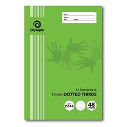 Olympic D144i Exercise Book A4 48 Page 14mm Dotted Thirds With Red Margin Pack 20