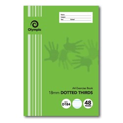 Olympic D184i Exercise Book A4 48 Page 18mm Dotted Thirds With Red Margin Pack 20