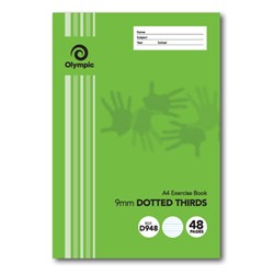 Olympic D948i Exercise Book A4 48 Page 9mm Dotted Thirds With Red Margin Pack 20