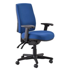 Buro Roma High Back Task Chair Arms + Seat Slide Fabric Seat Blue Back (Freight Applies)