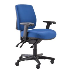 Buro Roma Mid Back Task Chair Arms + Seat Slide Fabric Seat & Blue Back (Freight Applies)