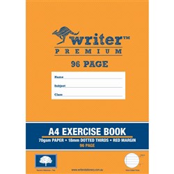 Writer Premium Exercise Book A4 96 Page 18mm Dotted Thirds Red Margin Tree Pk 60