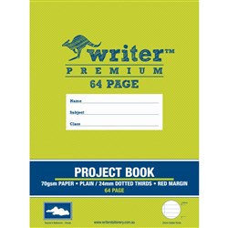 Writer Premium Project Book 330 x 240mm 64 Page Plain/24mm Dotted Thrds+Mrgn Clouds Pk 60