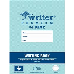 Writer Premium Writing Book 330 x 240mm 64 Page 24mm Solid Ruled With Margin Puzzle Pk 60