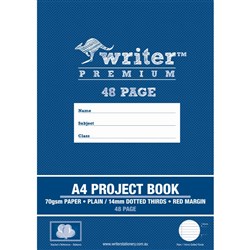 Writer Premium Project Book A4 48 Page Plain/14mm Dotted Thir Red Margin Balloons Pk 80