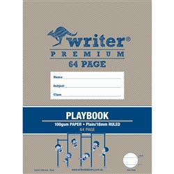 Writer Premium Playbook 330 x 240mm 64 Page Plain/18mm Solid Ruled Red Margin Ropes Pk 40