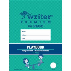 Writer Premium Playbook 330 x 240mm 64 Page Plain/24mm Solid Ruled Red Margin See-Saw Pk 40