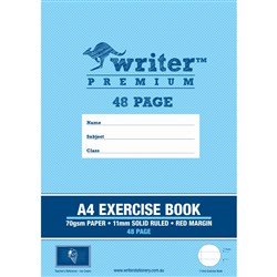 Writer Premium Exercise Book A4 48 Page 11mm Solid Ruled With Margin Ice Cream Pk 80