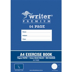Writer Premium Exercise Book A4 64 Page 12mm Solid Ruled With Margin Giraffe Pk 80