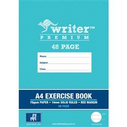 Writer Premium Exercise Book A4 48 Page 14mm Solid Ruled With Margin Chair Pk 80