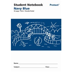 Protext Student Note Book 250 x 175mm Double Ruled 4mm 32 Page Navy Blue Pk 80