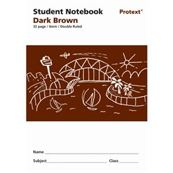 Protext Student Note Book 250 x 175mm Double Ruled 6mm 32 Page Dark Brown Pk 80
