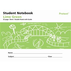 Protext Student Note Book 240 x 175mm Double Ruled 8mm/Guide 32 Page Lime Green Pk 80