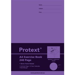 Protext Exercise Book A4 240 Page 8mm Ruled With Margin Shark Pk 30
