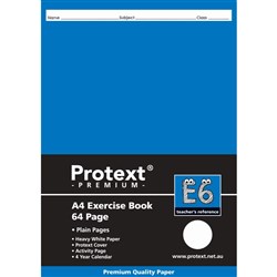 Protext Premium Exercise Book A4 64 Page Plain E6 Pk 80