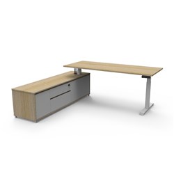 Rapidline Boost+ Executive Desk + LHS Cabinet 2020W x 1936D x 620-1270mmH Oak/White