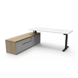 Rapidline Boost+ Executive Desk + LHS Cabinet 2020W x 2011D x 620-1270mmH White/Blk