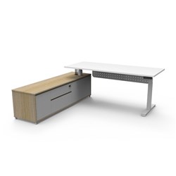 Rapidline Boost+ Executive Desk + LHS Cabinet+Panel 2020W x 1936D x 620-1270mmH Wht/Wht